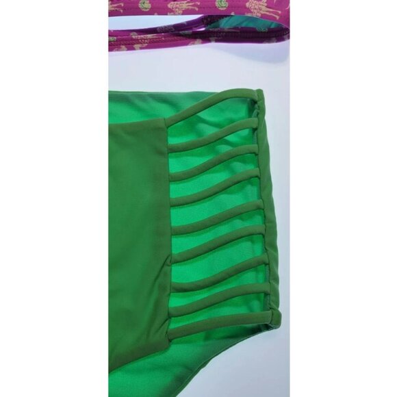 Cremiux Swim Bikini Women Halter Size Medium Bottom High Weist Multicolor - Picture 4 of 11